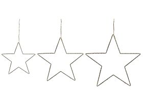 Set of 3 Decorations Silver Metal Frame LED Fairy Lights Star-Shaped Wall Hanging  