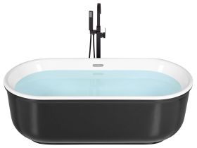 Freestanding Bath Black Matte Sanitary Acrylic Single Oval Modern Minimalist Design 