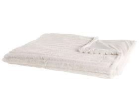 Blanket White Polyester Fabric 180 x 220 cm Decorative Throw Living Room Scandinavian Decor 
