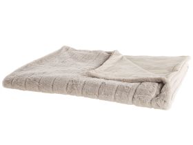 Blanket Beige Polyester Fabric 180 x 220 cm Modern Minimalist Throw Fluffy  
