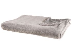 Blanket Grey Polyester Fabric 200 x 220 cm Living Room Throw Fluffy Decoration Modern Design 