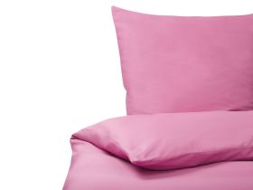 Bedding Set Pink Cotton 135 x 200 cm Solid Pattern Duvet Cover and Pillowcase Modern Elegant Bedroom 