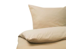 Duvet Cover and Pillowcase Set Sand Beige Striped Sateen Cotton 240 x 220 cm Modern Bedroom 