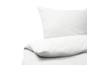 Duvet Cover and Pillowcase Set White Striped Sateen Cotton 135 x 200 cm Modern Bedroom 