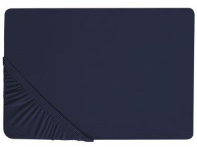 Fitted Sheet Navy Blue Cotton 90 x 200 cm Solid Pattern Classic Elastic Edging Bedroom 