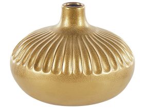 Decorative Vase Gold Ceramic 20 cm  Home Accessory Tabletop Accent Piece Glamour Style 