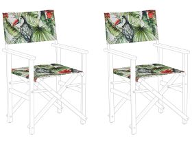Set of 2 Garden Chairs Replacement Fabrics Polyester Multicolour Toucan Pattern Sling Backrest and Seat 