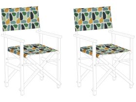 Set of 2 Garden Chairs Replacement Fabrics Polyester Multicolour Geometric Pattern Sling Backrest and Seat 