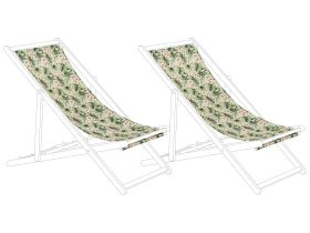 Set of 2 Sun Lounger Replacement Fabrics Floral Pattern Polyester Sling Hammock 