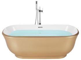 Freestanding Bath Gold Sanitary Acrylic Oval Single 170 x 77 cm Modern Design 