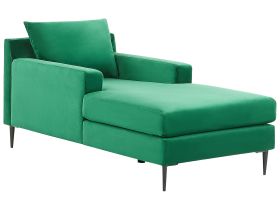 Chaise Lounge Green Velvet Upholstery Armrests Cushion Backrest Modern Design Symmetrical 