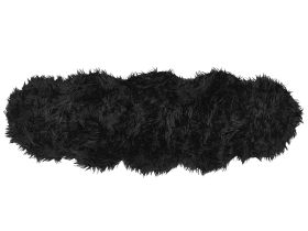 Faux Sheepskin Black Acrylic 180 x 60 cm Glam Fur Fluffy Bedroom Living Room 