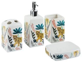 Bathroom Accessories Set Multicolour Dolomite Boho Soap Dispenser Soap Dish Toothbrush Holder Container 
