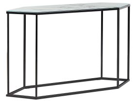 Console Table Black and White Tempered Glass Steel 120 x 35 cm Marble Effect Black Metal Legs Glamour Modern Living Room Hallway Bedroom 