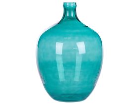 Flower Vase Turquoise Glass 39 cm Handmade Decorative Round Bud Shape Tabletop Home Decoration Modern Design 