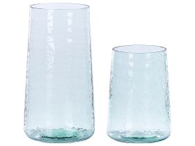 Set of 2 Flower Vases Clear Glass Transparent Decorative Glass Home Accessory 