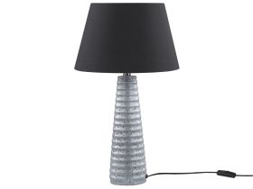 Table Lamp Silver Ceramic 58 cm Geometric Pattern black Empire Shade Bedside Living Room Bedroom Lighting Retro Style 