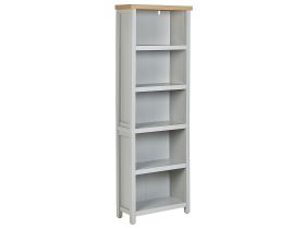 Bookcase Grey Light Wood Particle Board 5 Shelves Storage Unit Scandinavian Traditional Style 
