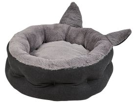 Pet Bed Grey Polyester Faux Fur Dog Living Room Bedroom 