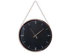 Wall Clock Black Copper Frame Synthetic Material 30 cm Modern Design Hanging Decor