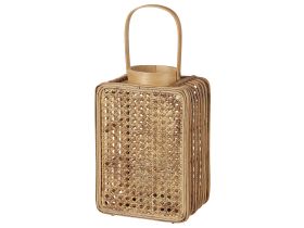 Lantern Natural PE Rattan 28 cm with Glass Candle Holder Accessory Decoration Boho Style Indoor 
