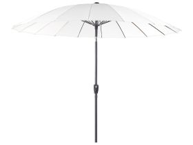 Market Garden Parasol Light Beige Fabric Aluminium Pole Modern Octagonal Outdoor Umbrella Crank Mechanism Tilting UV Resistant