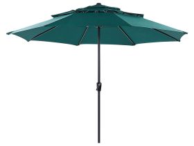 Market Garden Parasol Emerald Green Fabric Steel Pole Modern Octagonal Outdoor Umbrella Crank Mechanism UV Resistant