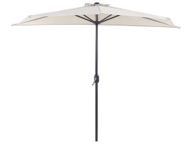 Half-Round Garden Parasol Beige Polyester Shade Steel 2.7m Modern Patio Balcony Umbrella 