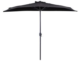Half-Round Garden Parasol Black Polyester Shade Steel 2.7m Modern Patio Balcony Umbrella 