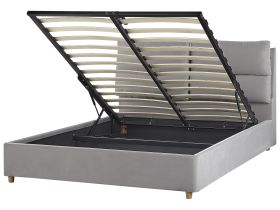 Bed Frame Light Grey Velvet Upholstery with Storage EU Double Bedroom Furniture  