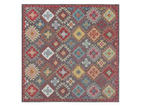 Area Rug Mulitcolour Wool 200 x 200 cm Thick Dense Pile Oriental Pattern Kilim 