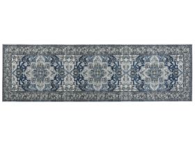 Runner Rug Runner Grey and Blue Polyester 60 x 200 cm Oriental Distressed Living Room Bedroom Decorations 