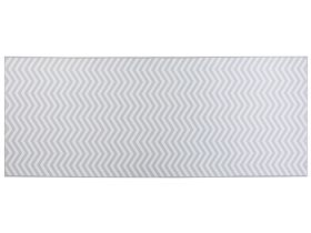 Runner Rug White Grey Polyester 80 x 200 cm Rectangular Chevron Design  