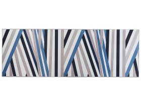 Runner Rug Multicolour Polyester 70 x 200 cm Geometric Striped Pattern Anti-Slip Bottom Modern Hallway 