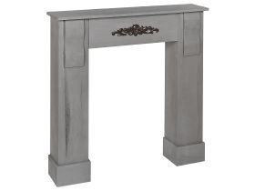 Fireplace Mantel Grey Paulownia 97 x 23 x 99 cm Fireplace Surround Ornated Milled Classic Traditional Living Room  