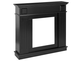 Fireplace Mantel Black MDF 110 x 26 x 100 cm Fireplace Surround Ornated Milled Classic Traditional Living Room  