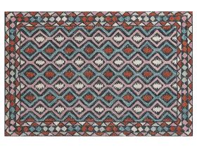 Area Rug Mulitcolour Wool 140 x 200 cm Flat Weave Hand Tufted Geometric Pattern 