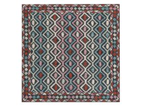 Area Rug Mulitcolour Wool 200 x 200 cm Flat Weave Hand Tufted Geometric Oriental Pattern 