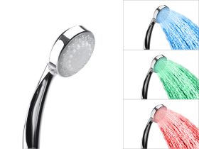 Shower Head Silver Synthetic LED Light Temperature Indicator Modern 