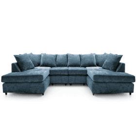 Gilliver Crushed Chenille U Shape Sofa - Dark Blue
