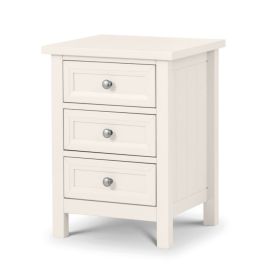 Maine 3-Drawer Bedside Table - White