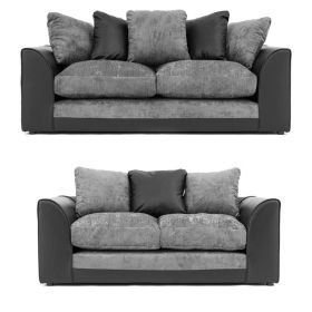 Dylan Fabric 3 Seater and 2 Seater Sofa Set - Black Grey or Brown Beige