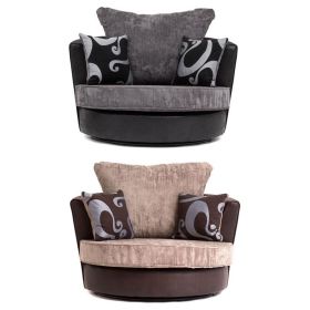 Sparrow Chenille Fabric Swivel Chair - Black & Grey / Brown & Beige