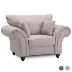 Windsor High Back 1 Seater Fabric Sofa Armchair - Dark Grey or Stone