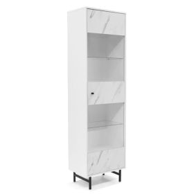 Morrilton Tall Display Cabinet with 1 Partially Glassed Door - White