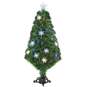 4FT Prelit Artificial Christmas Tree Fiber Optic LED Light Holiday Home Xmas Decoration Tree with Foldable Feet, Green
