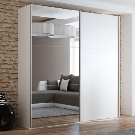Boris Sliding Door 200cm Wardrobe with Mirror - White, Black, Graphite