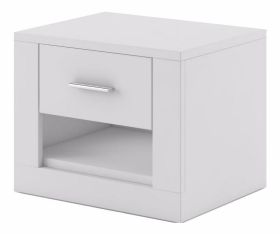 Bravo-07 Bedside Cabinet 1 Drawer with Open Shelf - White