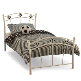 Boy's Soccer Metal Bed - Single 3ft-White