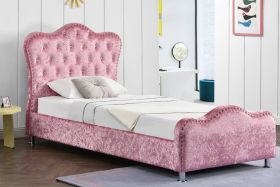 Windsor Pink Crushed Velvet Diamante Storage Bed - Single